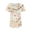 Damers Modeabla Lediga Plisserade Rundhalsrandiga Blomtryckta Kortärmade T-shirttopp