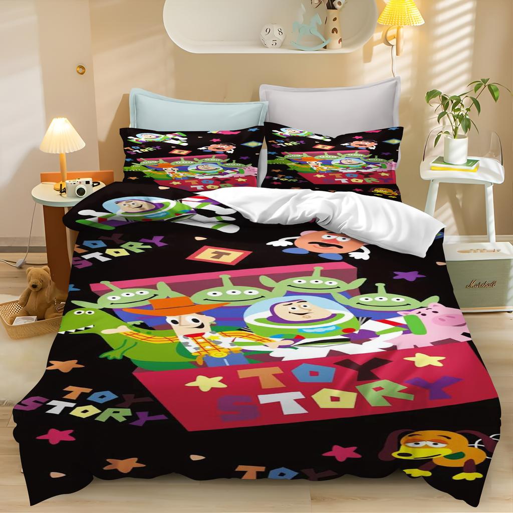 Toy Story Kreslený Povlak na Peřinu Sada Povlečení pro Kluky Buzz Rakeťák Roztomilý Potisk Šetrný k Pokožce Prodyšný Domácí Textil Anime