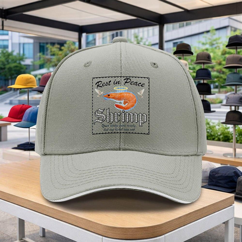 Adjustable Duckbill Baseball Cap With Shrimp Print Lightweight Outdoor Cycling Music Festival Hiphop Hat