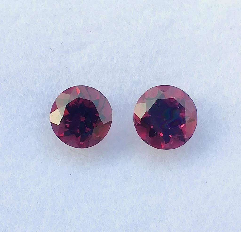 2 Pieces Set Round Cut 4 Mm, Natural Deep Pink Color Rubellite Gemstone, 0.75 Cent Rubellite Round Stone For Making Ring.