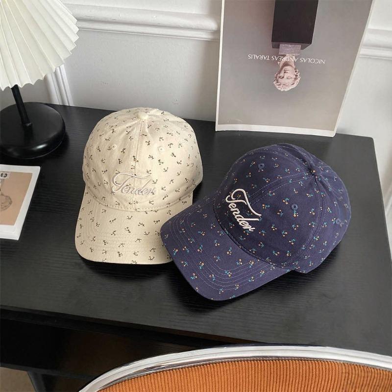 Wind Soft Top Small Floral Baseball Cap Children's Letter Embroidery Versatile Blue Cap