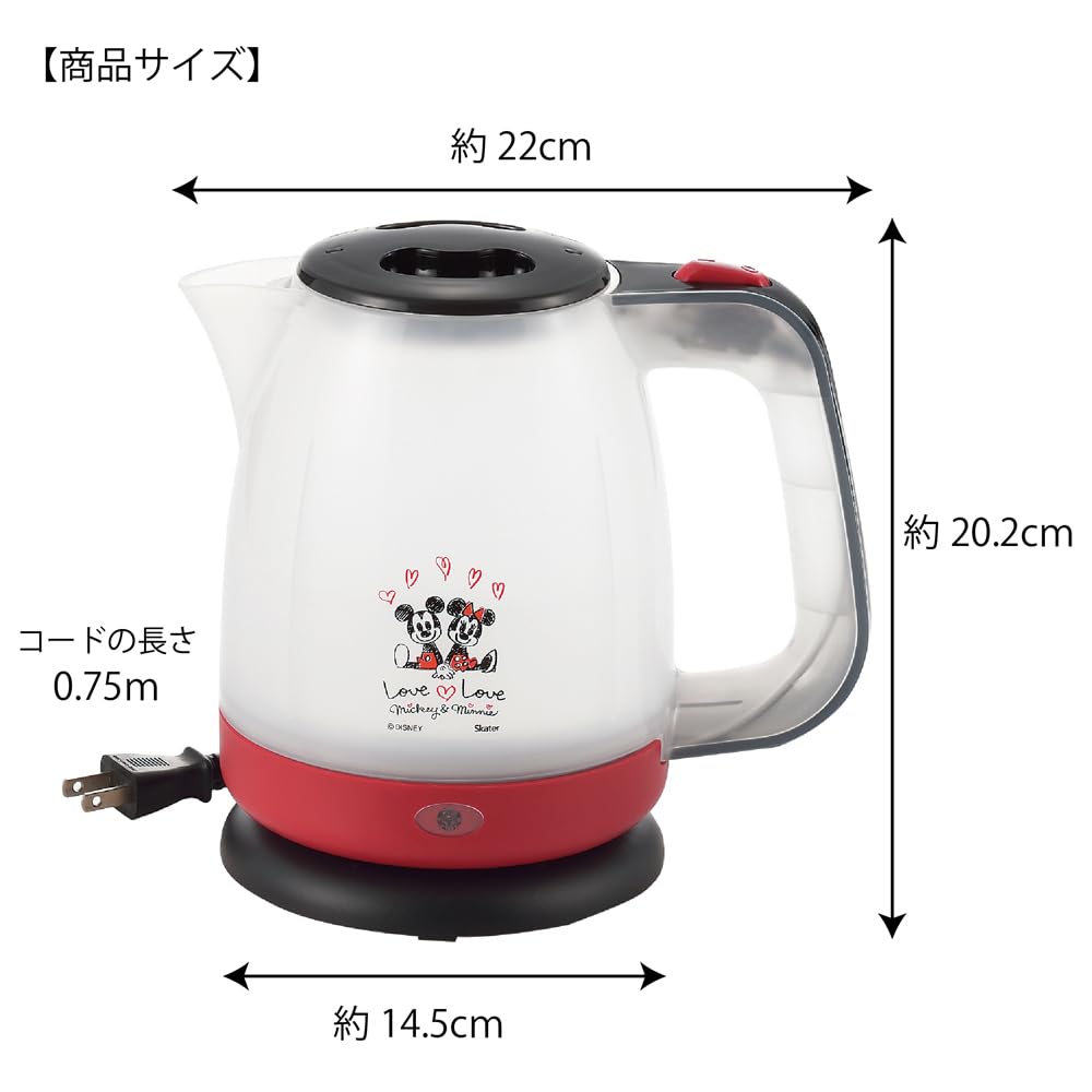 Tamahashi Disney Electric Kettle, 1.1L, Skeleton Type, Cordless, Removable Lid, Mickey and Minnie, MM-208
