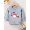 European sizes Cute Unicorn Print Sweatshirt for  Kids, Lightweight And Round-Necked, Designed for Ages 0-3, Perfect for Outdoor Wear