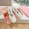 Bow-tie Fluffy Ballet Shoes Women's Round Head Wool Integrated Casual Warm Thick-soled Flat-soled Single Shoes