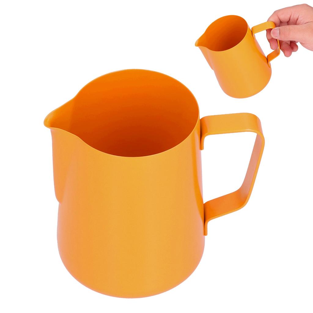 600ml Rostfritt Stål Skumkanna Mjölk Kaffe Skumkanna med Spetsig Hällpip för HemmetOrange