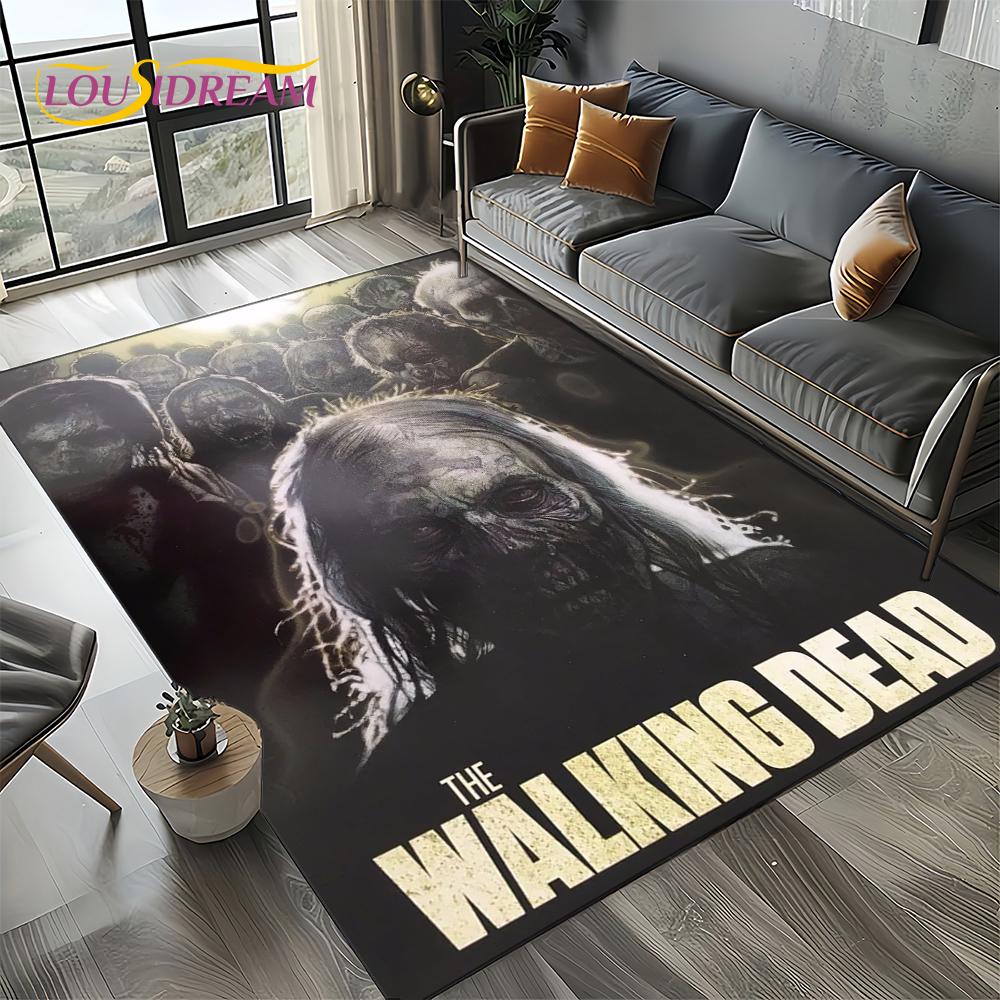 TWD Walking Dead Rick Daryl Horror TV Carpet Rug for Living Room Bedroom Home Sofa Decoration,Kids Area Rug Non-slip Floor Mat