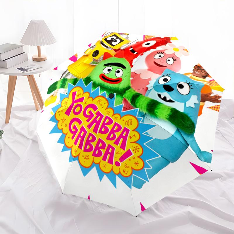 Йо Габба Габба!  узор, автоматический складной зонт, портативная и складная конструкция, 8 спиц, рождественский или день рождения подарок.