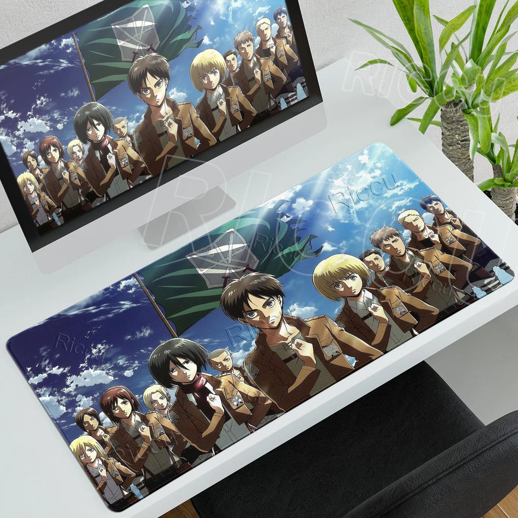 Podkładka pod mysz Anime Attack On Titan Komputerowa Antypoślizgowa Gamingowa Podkładka pod mysz XXL Krawędź Blokująca PC Laptop Klawiatura Mata pod mysz Akcesoria biurkowe