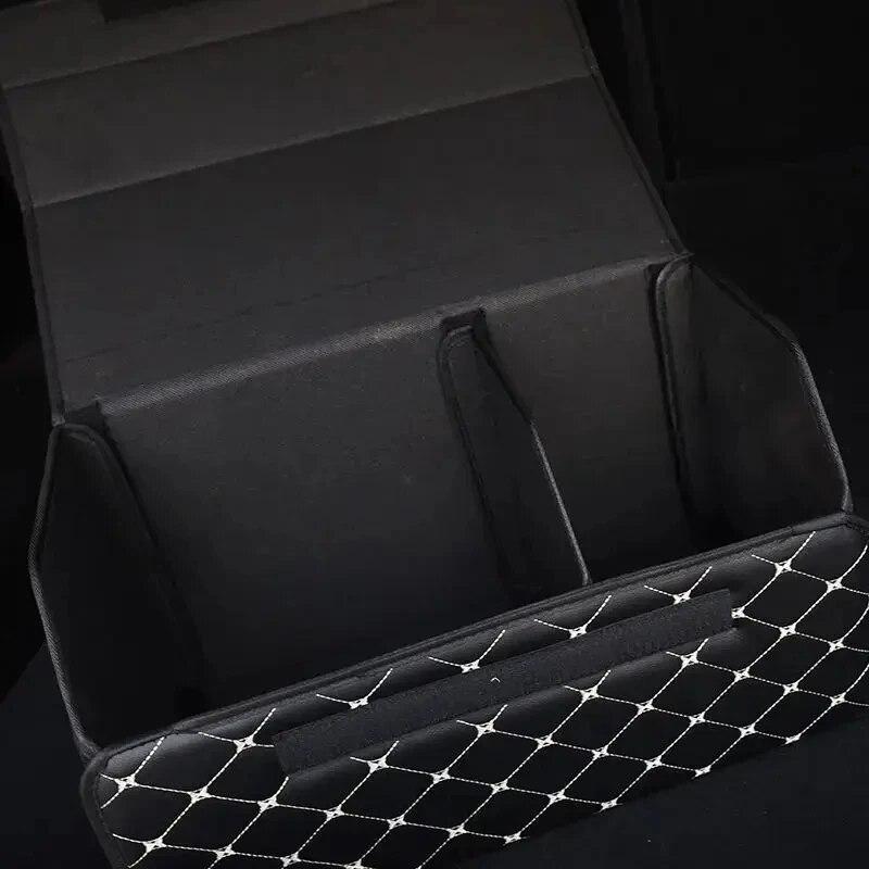 30cm Car PU Leather Trunk Storage Box, Portable Foldable Storage, Car Multi-purpose Storage, Car Trunk Bag, Car Storage Box
