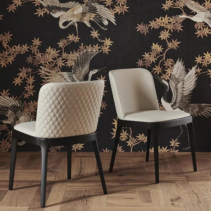 European Leisure Armchair Solid Wood Foot Leather Living Room Chairs Home Furniture Nordic Lazy Sofa Chair Balcony Dining Chairs