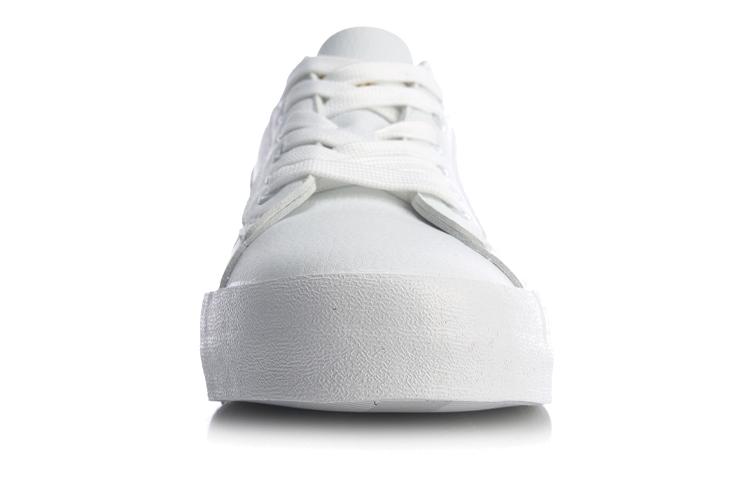 Li Ning Vulc Synthetic Leather Slip Resistant Abrasion Resistant Cushioning Low Top Skateboard Shoes Men's White AGCQ055-2