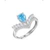 S925 Sterling Silver Ring, Drop-shaped Natural Topaz Peridot Light Luxury Niche Temperament Versatile Crystal Stone Women's Ring