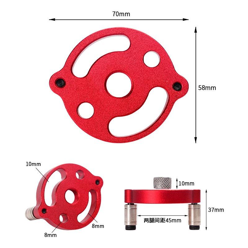 Woodworking Vertical Punch Locator - Red Positioning Tool with Stainless Steel Drill Bits (6/8/10mm) for Home Improvement