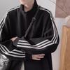 Men's Retro Color Block Stand Collar Jacket – Spring/Autumn Casual Sportswear with Three Stripes