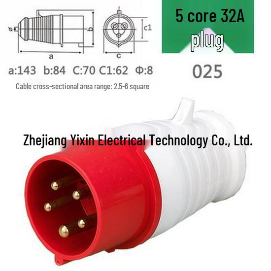 Solid Copper Waterproof Aviation Plug, 3/4/5 Pin, 16A/32A Connector