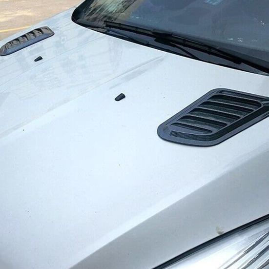 2Pcs Universal Hood Vent Decals Carbon Fiber Car Hood Scoop Air Intake Vent Decorative Trim Adhesive Fake Vents for Car Exterior