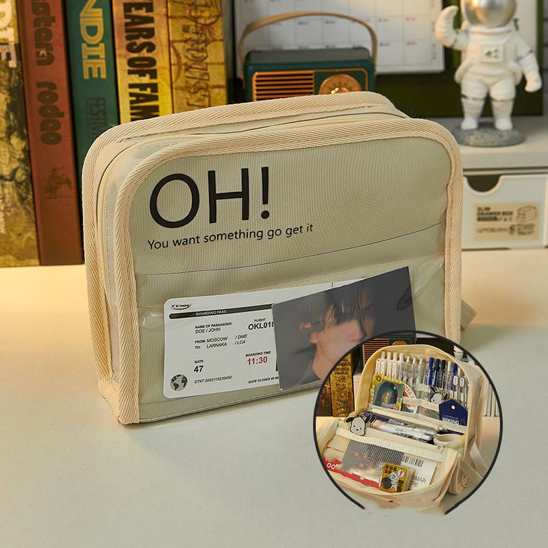 

1 шт. японский INS Canvas большой открывающийся простой мешочек для ручек большой емкости многослойный карандаш канцелярский мешок для хранения школьные принадлежности белый