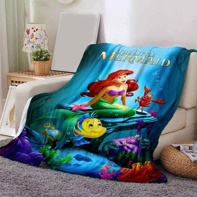 1pc Mermaid Printing Blanket - Soft, All-Season Throw for Living Room, Gift with Adorable Cartoon Design