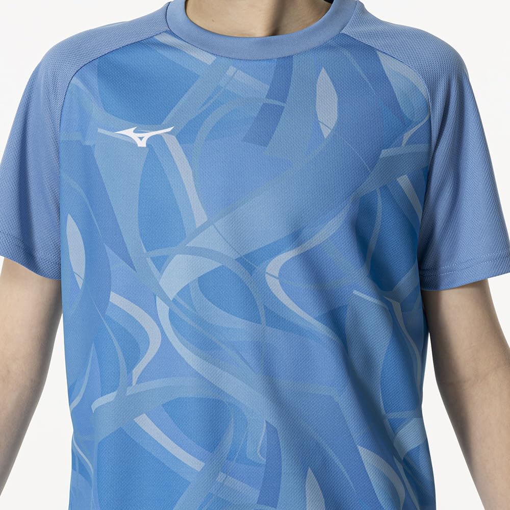 Mizuno MUGEN GRAPHIC Training Short Sleeve T-Shirt, Player-Inspired Design, Kids', 32JAB952, Parisian Blue