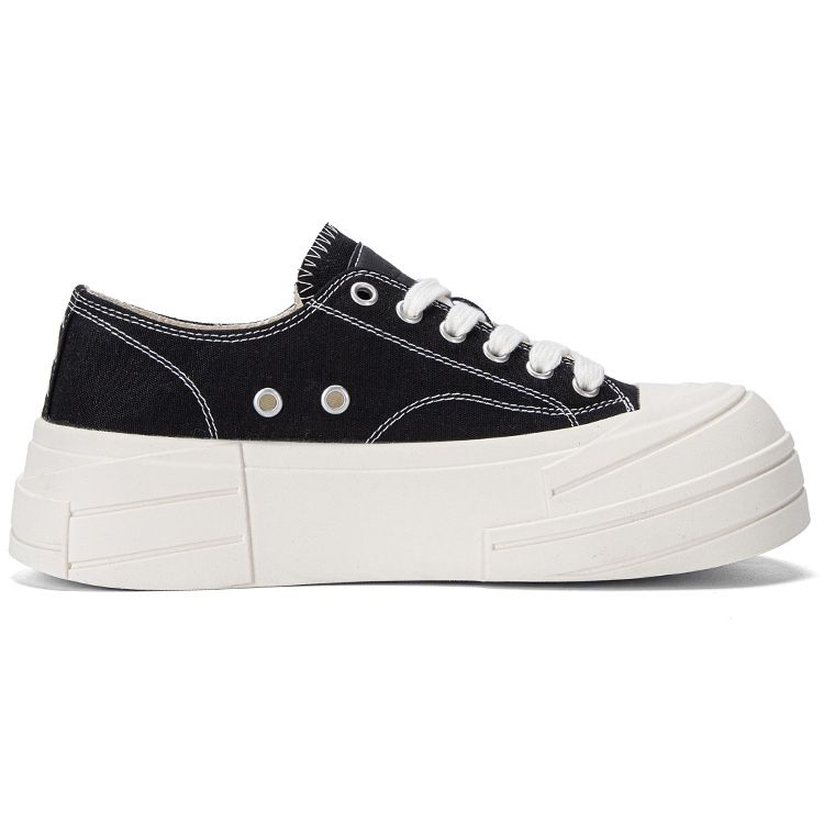 Kappa Thick Sole Height Increasing Retro Non-Slip Wear-Resistant Low-Top Skate Shoes Women sneaker Black K0E25CC30J-990