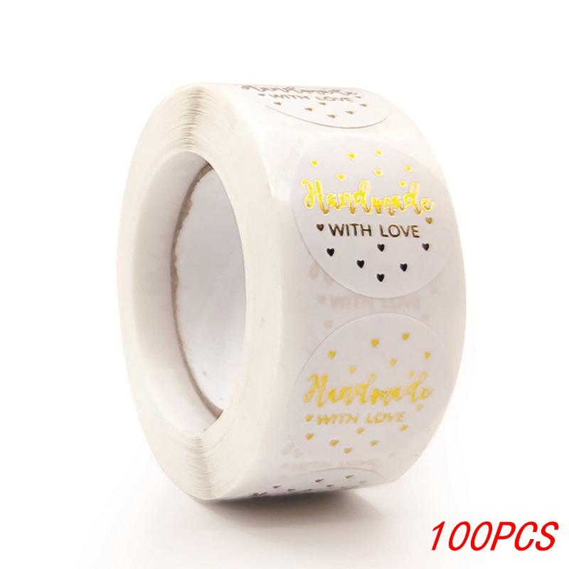 100-500Pcs 1Inch/2.5CM Golden Thank You Stickers For Gift Card Box Package Party Wrapping Decorate Baking Food Small Business