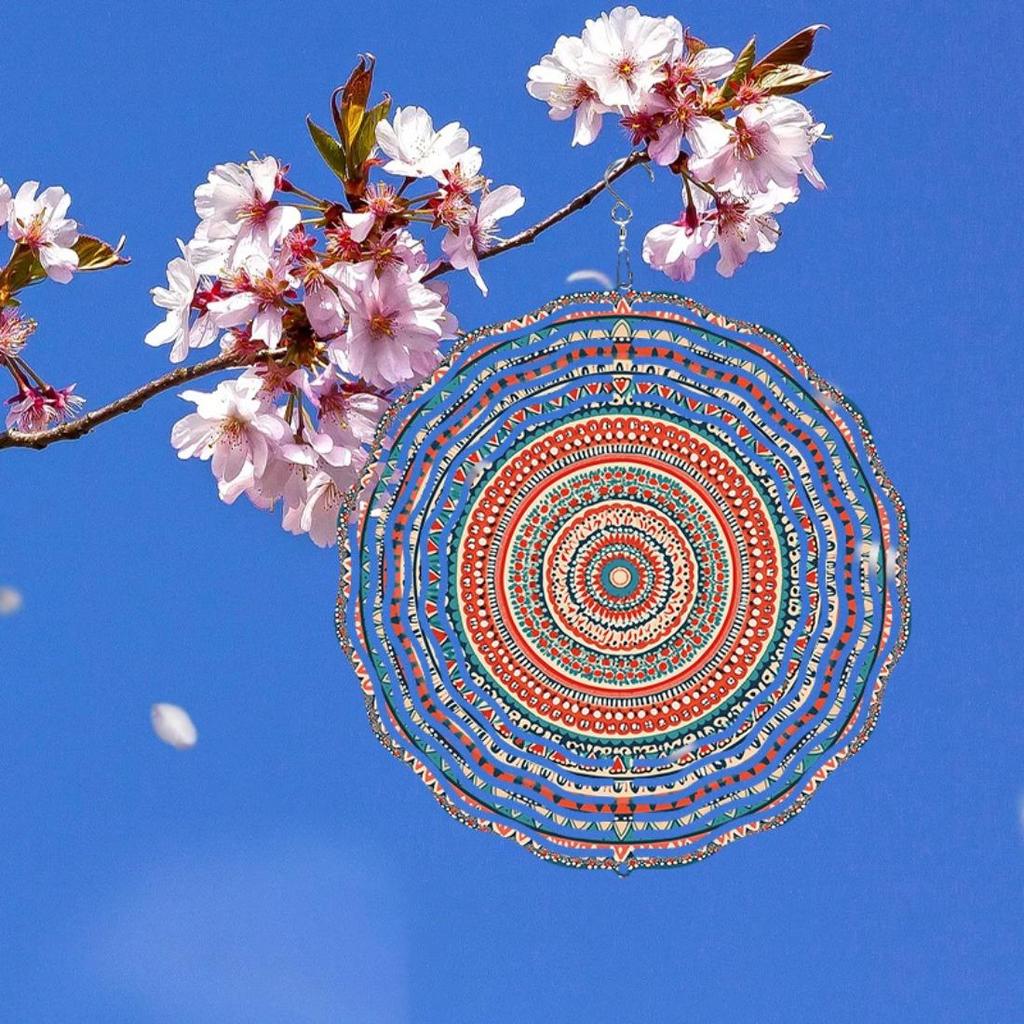 Open - A Piece of Indian Mandala Design Pattern for Outdoor Courtyard And Garden Decoration, Wind-Powered Outdoor Hanging Windmill
