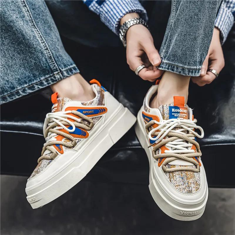 Shoes Men Sports and Leisure Male Sneakers Loafers Men's Sneakers Skateboard Apring and Autumn New Thick Bottom Casual Shoes