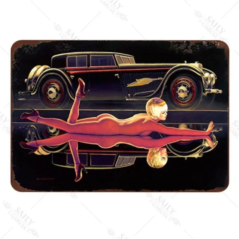 Pin-Up Girl Metal Sign, Retro Wall Art Decor