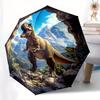 Automatisch faltbarer Regenschirm im Dinosaurier-Design mit 8 Speichen, Winddicht, Kunststoffgriff - Stilvoller tragbarer Sonnenschirm für Outdoor-Abenteuer