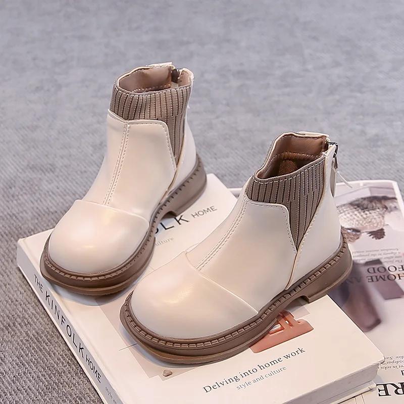 

Winter Children Short Boots for Girls Korean Style Soft Bottom Anti-slippery Versatile Princess Shoes 27 бежевый