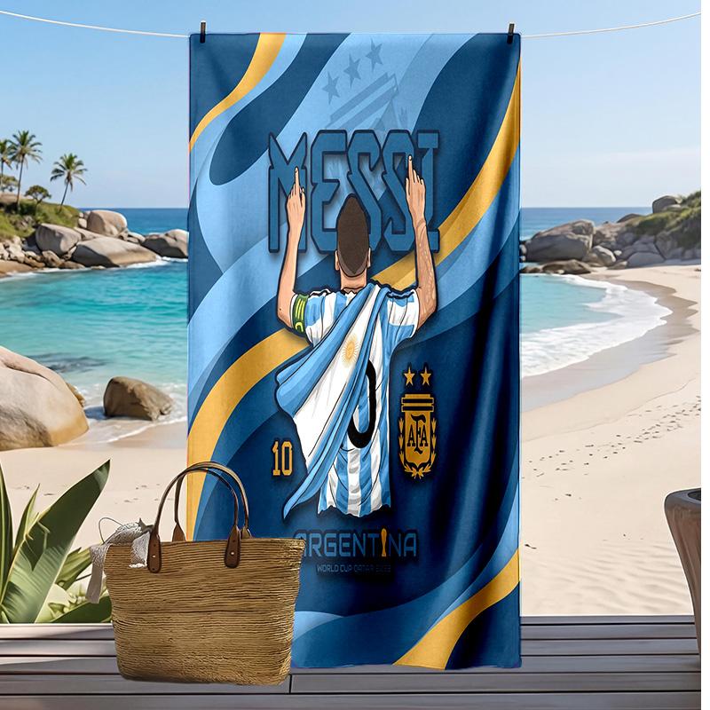 Asciugamano da Spiaggia Stampa Calcio Argentina Asciugatura Rapida Super Assorbente Morbido Asciugamano da Bagno per Nuoto Spiaggia Viaggio Souvenir Regalo per Fan