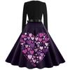 Women's  Print Flare Dress For Women Long Sleeve Dress Party Casual Dresses