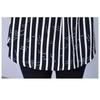 Middellange Verticaal Gestreepte Blouse voor Dames Vroege Herfst Nieuw Groot Maat Los en Stijlvol Kraag Dames T-shirt
