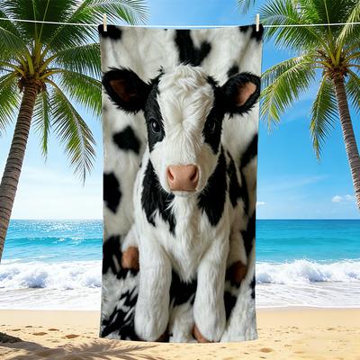 1Pc Cow Print Blanket Beach Towel, Quick Dry, Multi-Use for Beach Pool Gym Yoga Home Travel, Christmas, Halloween, Xmas Gift S929453