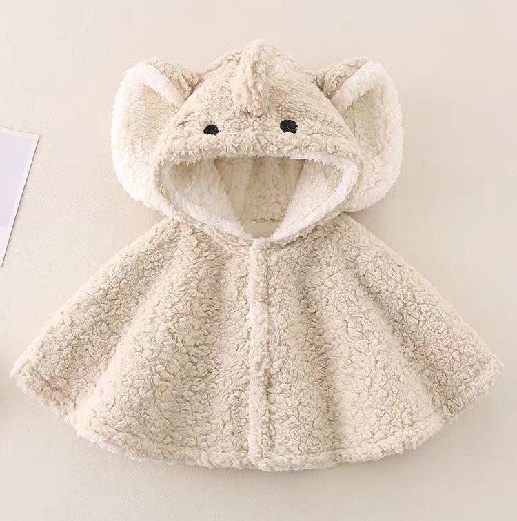 

Cute Cartoon Baby Elephant Hooded Poncho -Fleece Lined Winter Cape with 3D Ears Warm Animal Cloak for Infants Toddlers(0-3 Year)