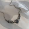 Pendant Necklace Vintage Heart Pendant Geometric Electroplating Faux Crystal Daily Wear Hypoallergenic Angel Wings Pendant Necklace Fashion Jewelry