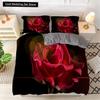 Red Rose King Queen Duvet Cover Romantic Flower Bedding Set Valentine's Day Quilt Cover Couples Floral Polyester Comforter Cover