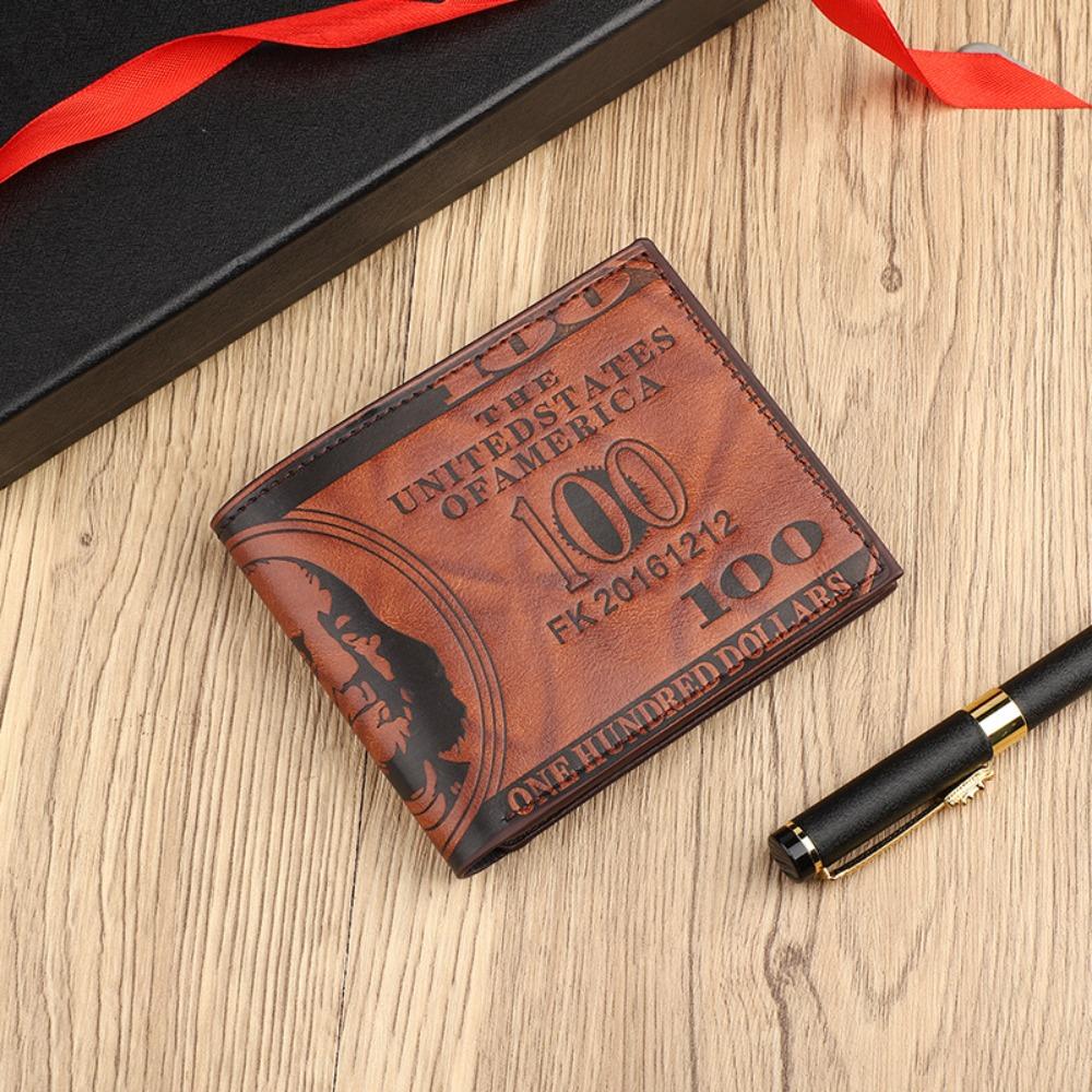 Men's Wallets With 100 US Dollar PatternWallet Male Leather Walet Photo Card HolderFashion Large Capacity Wallet Purse Bag