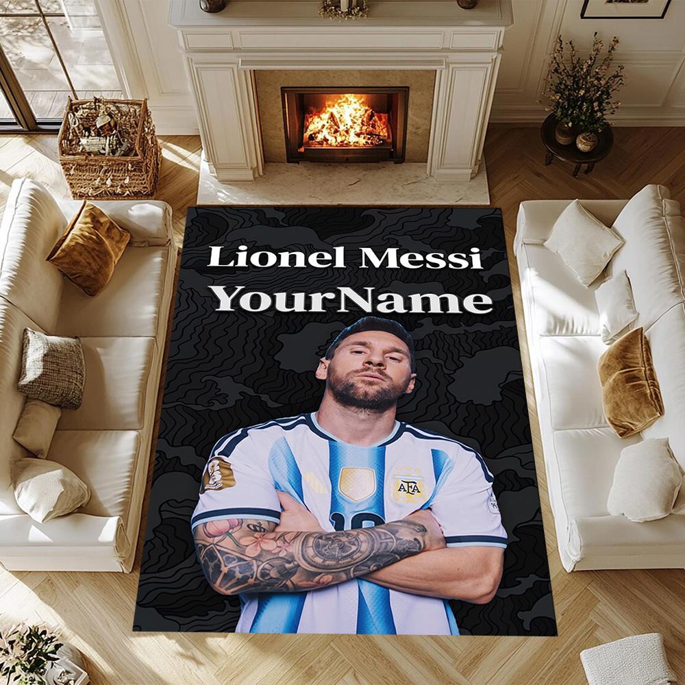Messi 13 Personalized Text Floor Rug Office Rug Suitable for Foyer Living Rooms Game Room Bedrooms Antislip Carpet Decorate Offices