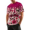 Men's Halloween Printed Round Neck Raglan Short Sleeve Top T-Shirt