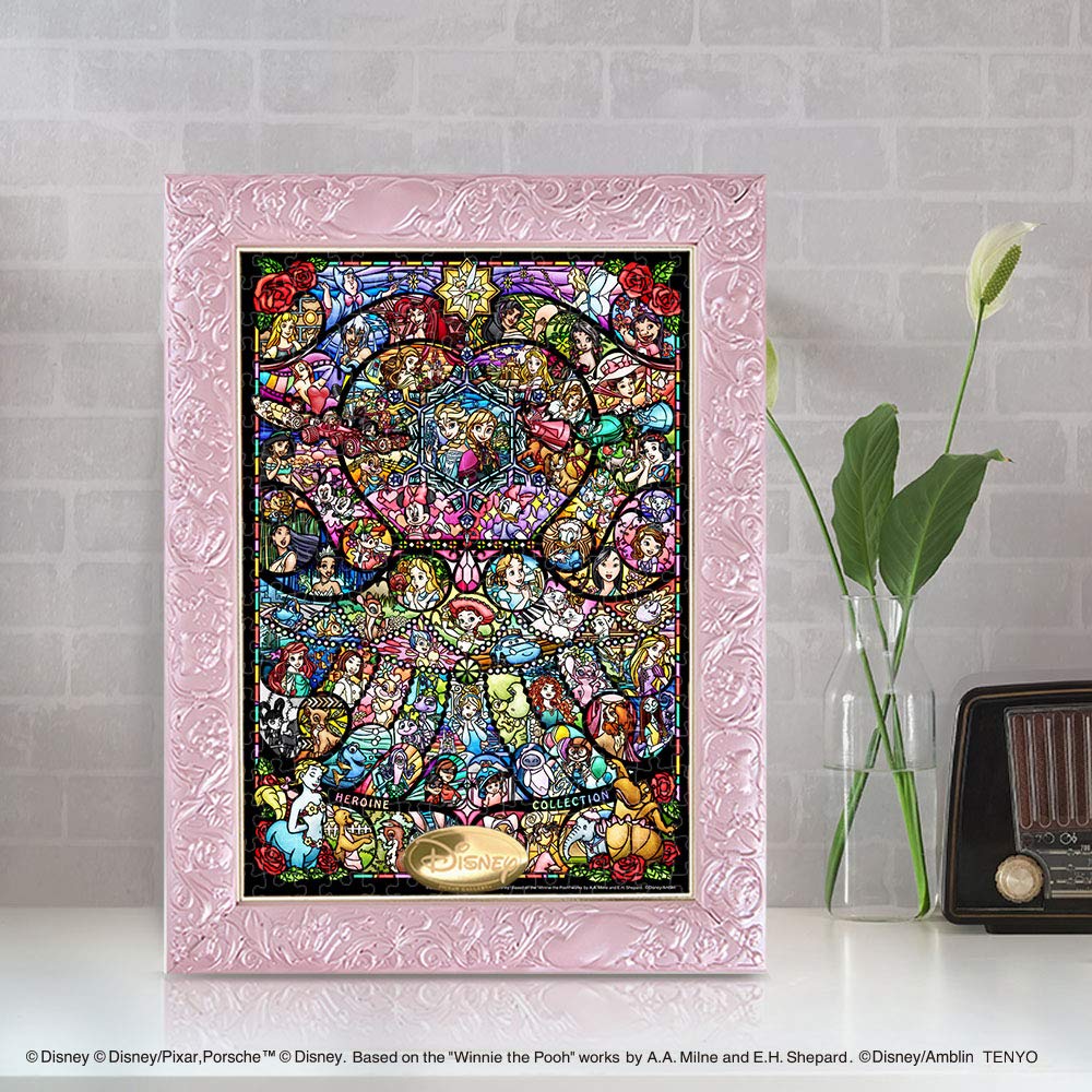 Tenyo in Pure White Gyutto Series Jigsaw Puzzle Disney Disney Pixar Heroine Collection Stained Glass with Service Card (Tenyo) [Made Japan] 266-Piece