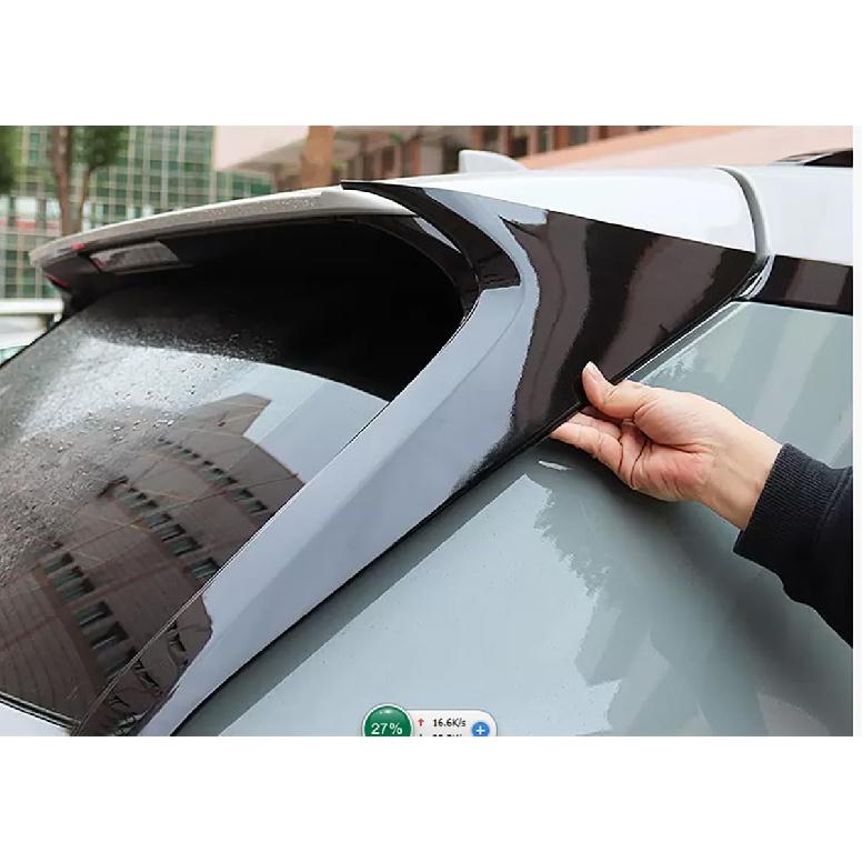Car Accessories Exterior Rear Spoiler Wing Side Beveled Window Sill Pillar Molding Cover Trim (Glossy Black) Fit for Toyota RAV4 2019 2020 2021 2022