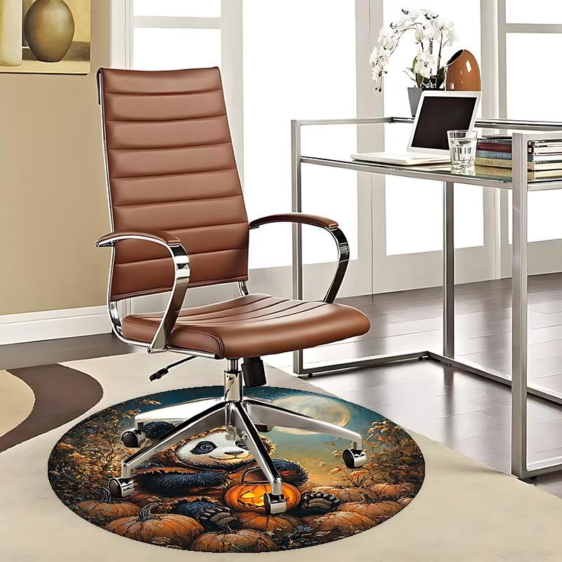 

1pc Halloween Pumpkin Panda Round Carpet Office Chair Mat, Non Slip Rug for Home Decor, Gift, Office, Living Room, Bedroom 80cm