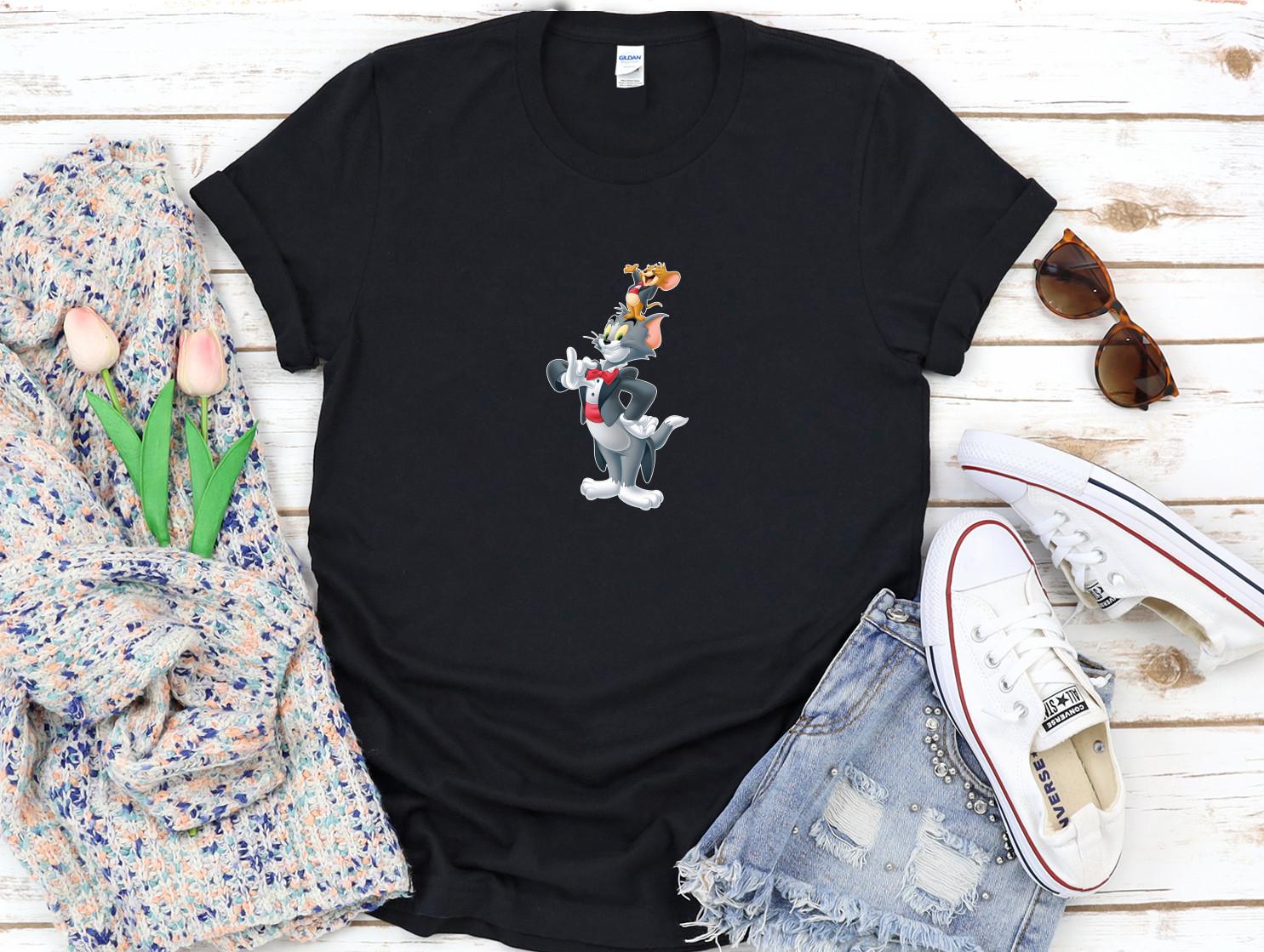 Tom and Jerry Disney characters 3 4 short sleeve Woman T-shirt G013 XL