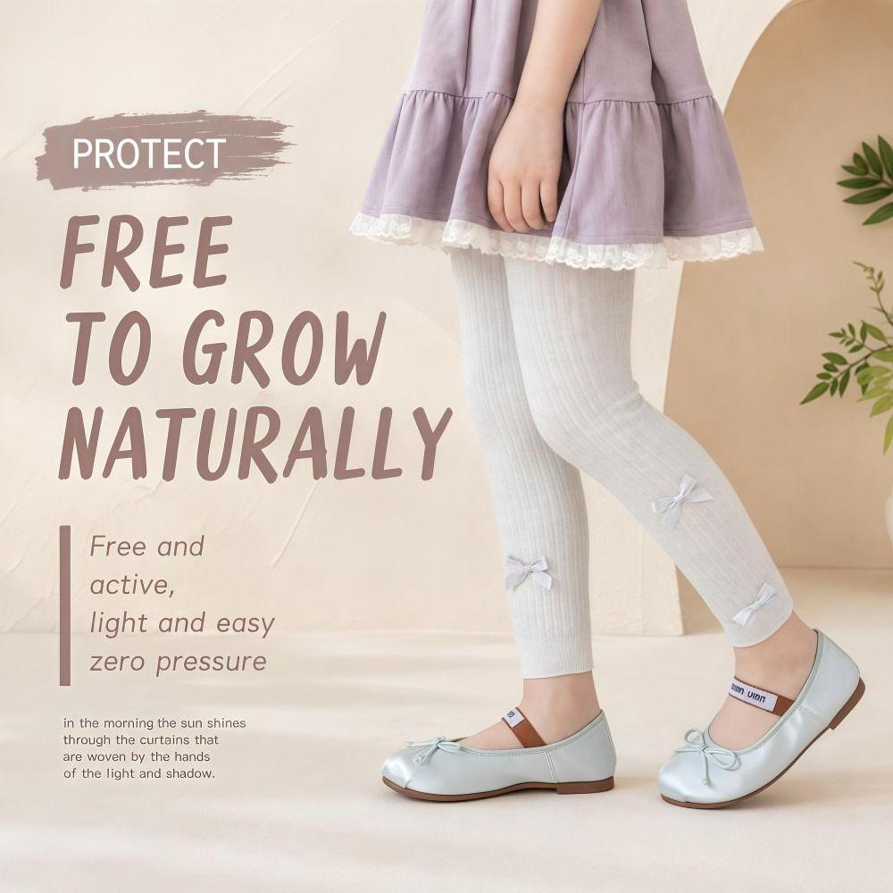 Skin-Friendly Kids Ribbed Tights Slim-Fit Children Ankle Pants  Girls 1-6 Years Old