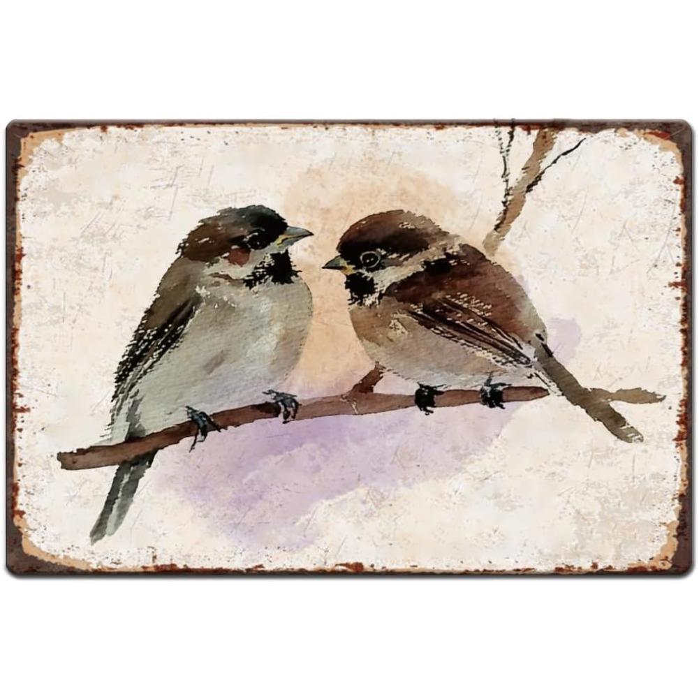 Ink Bird Tin Sign Birds On Branch Metal Signs Cute Birds Metal Tin Sign Funny Signs and Plaque Bird Signs Chicks Metal Wall A