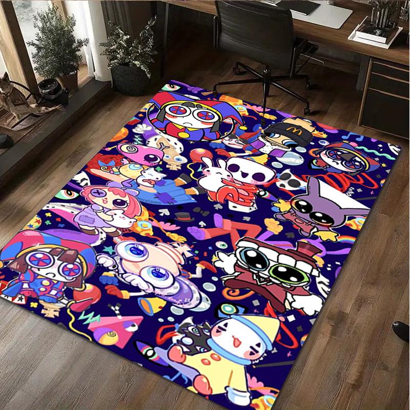 Cartoon-Figur Pomni Teppich Büro Dekorativer Teppich Für Wohnzimmer Schlafzimmer Fußmatte Bodenläufer Computerstuhl Bereichsteppich perfektes Weihnachtsgeschenk