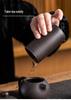 Portable Purple Clay Gongfu Tea Set: Includes 1 Pot and 4 Cups with Ceramic Dry Brew Travel Bag for Outdoor Use.