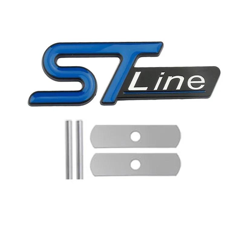 For  ST LINE Logo Front Grill Emblem Badge Car Rear Trunk Sticker Decals Focus Kuga Fiesta Mondeo ESCAPE Ecoboost