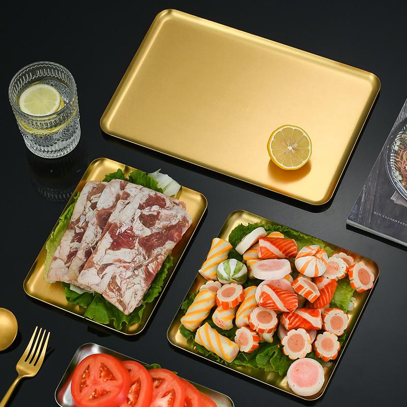 Stainless Steel Shallow Baking Pastry Tray Fruit Sancks Food Storage Plates Non-Stick Dishes Cake Pan Cookware For Kitchen